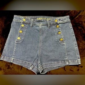 NWOT American Eagle dark wash denim short shorts size 14